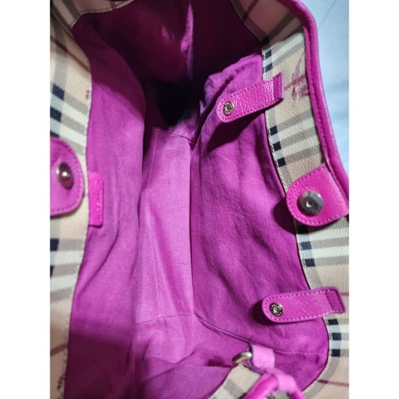 Authentic Burberry Haymarket Check Canterbury Tote Bag Beige/Pink - Picture 10 of 16